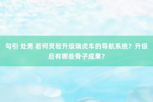 勾引 处男 若何灵验升级瑞虎车的导航系统？升级后有哪些骨子成果？