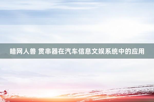 暗网人兽 贯串器在汽车信息文娱系统中的应用