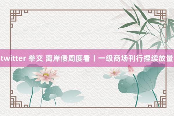 twitter 拳交 离岸债周度看丨一级商场刊行捏续放量