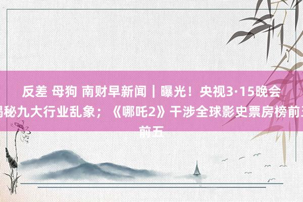 反差 母狗 南财早新闻｜曝光！央视3·15晚会揭秘九大行业乱象；《哪吒2》干涉全球影史票房榜前五